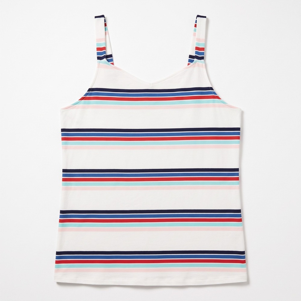 Torrid 0 Womens White Multicolor Striped Cami Tank Top Coastal Sleeveless